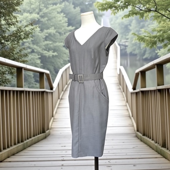 NWT Calvin Klein Women’s Grey Belted Dress! Size 4! NEW! - Picture 3 of 10